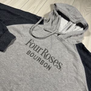 Four Roses Bourbon Fleece Hoodie Mens 3XL Gray Raglan Spellout Kentucky District